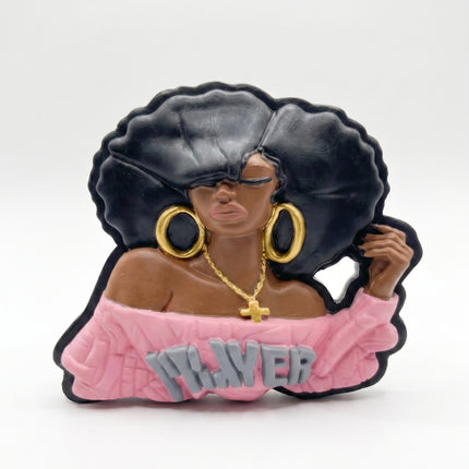 SUPERVALUECHOICE HCSEUA00010 Z-Blank Paintable Off Shoulder Afro Lady Resin Blank, DIY Color Craft Blanks for Brooch & Keychain Making 2.8" × 2.45" × 0.6"