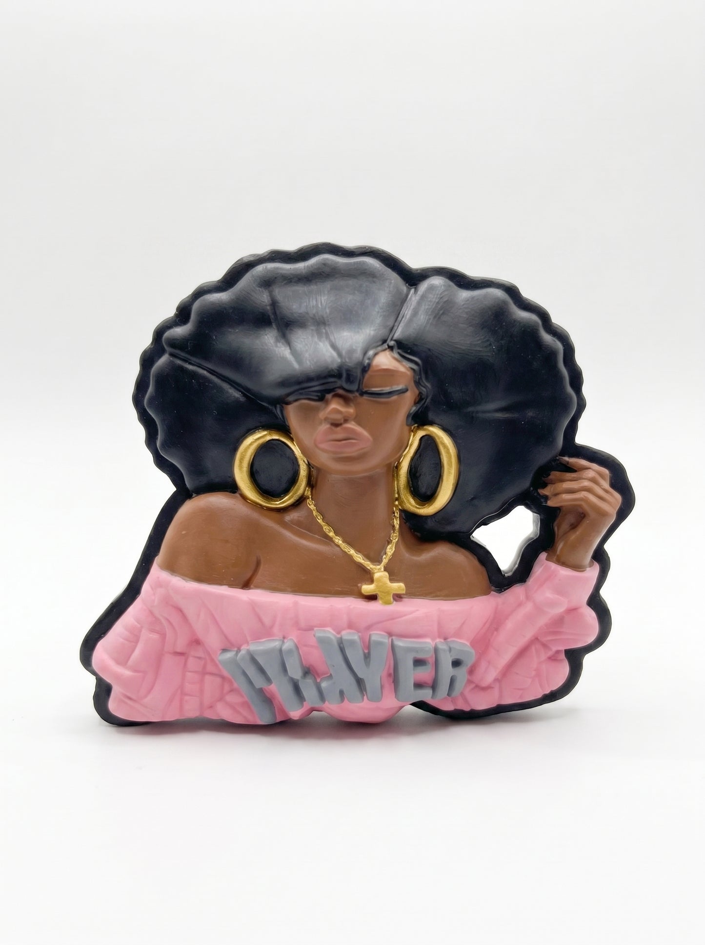 SUPERVALUECHOICE HCSEUA00010 Z-Blank Paintable Off Shoulder Afro Lady Resin Blank, DIY Color Craft Blanks for Brooch & Keychain Making