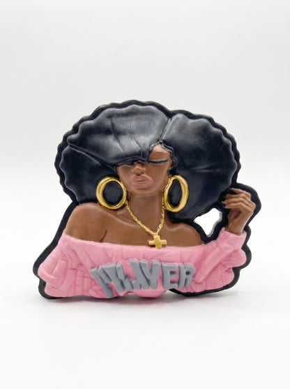 SUPERVALUECHOICE HCSEUA00010 Z-Blank Paintable Off Shoulder Afro Lady Resin Blank, DIY Color Craft Blanks for Brooch & Keychain Making