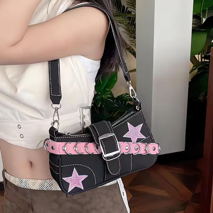 SuperValueChoice HCSEFA00064 Y2K Bag, Y2K Handbag, 12 Year Old Girl Handbag, Women's Handbags, Canvas Shoulder Bag, Y2K Trendy Forearm Bag with Zipper, Mini Denim Bags for Girls