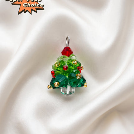 SUPERVALUECHOICE  CHRISTMAS HCSESC00011 Sparkly Crystal Beaded Christmas Tree Pendants For Handmade Jewelry Keyring Bag Charm Xmas Party Diy Craft Decorations