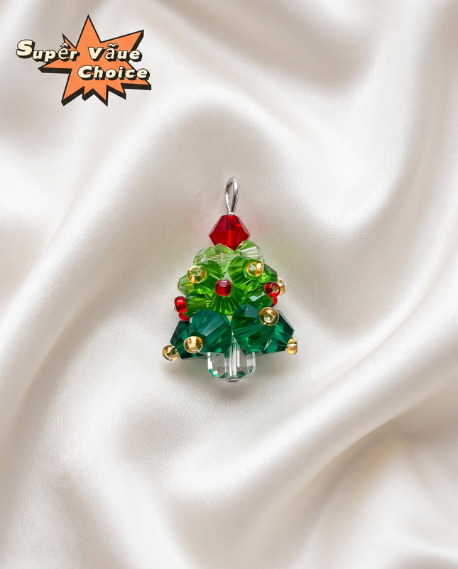 SUPERVALUECHOICE  CHRISTMAS HCSESC00011 Sparkly Crystal Beaded Christmas Tree Pendants For Handmade Jewelry Keyring Bag Charm Xmas Party Diy Craft Decorations
