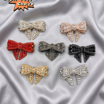 SUPERVALUECHOICE CHRISTMAS HCSEYD00053 Rhinestone Bows of DIY Project, clothing, bridal, Shoes and Accessories Rhinestone Appliques 3.54in× 2.56in
