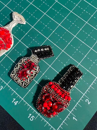 SUPERVALUECHOICE HCSEYD00022 Rhinestone Patch Perfume Wine Glass Hat Motif Sew On Clothing Applique