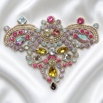 SUPERVALUECHOICE HCSEYD00042 Handmade Rhinestone Applique, Crystal Beaded Patch for Wedding Dress, Evening Gown, Costume DIY Sew On Embellishment