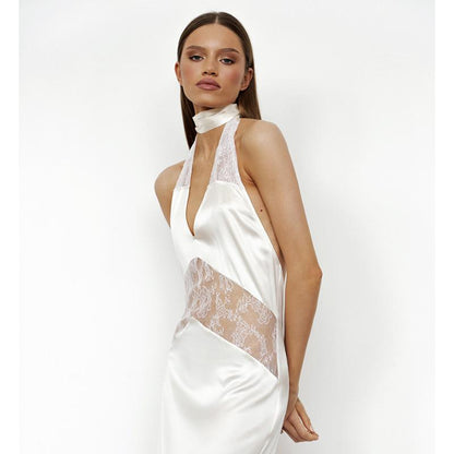 SVCD000003 Summer fashion V-neck, off-the-back, lace patchwork long dress for women's evening dress