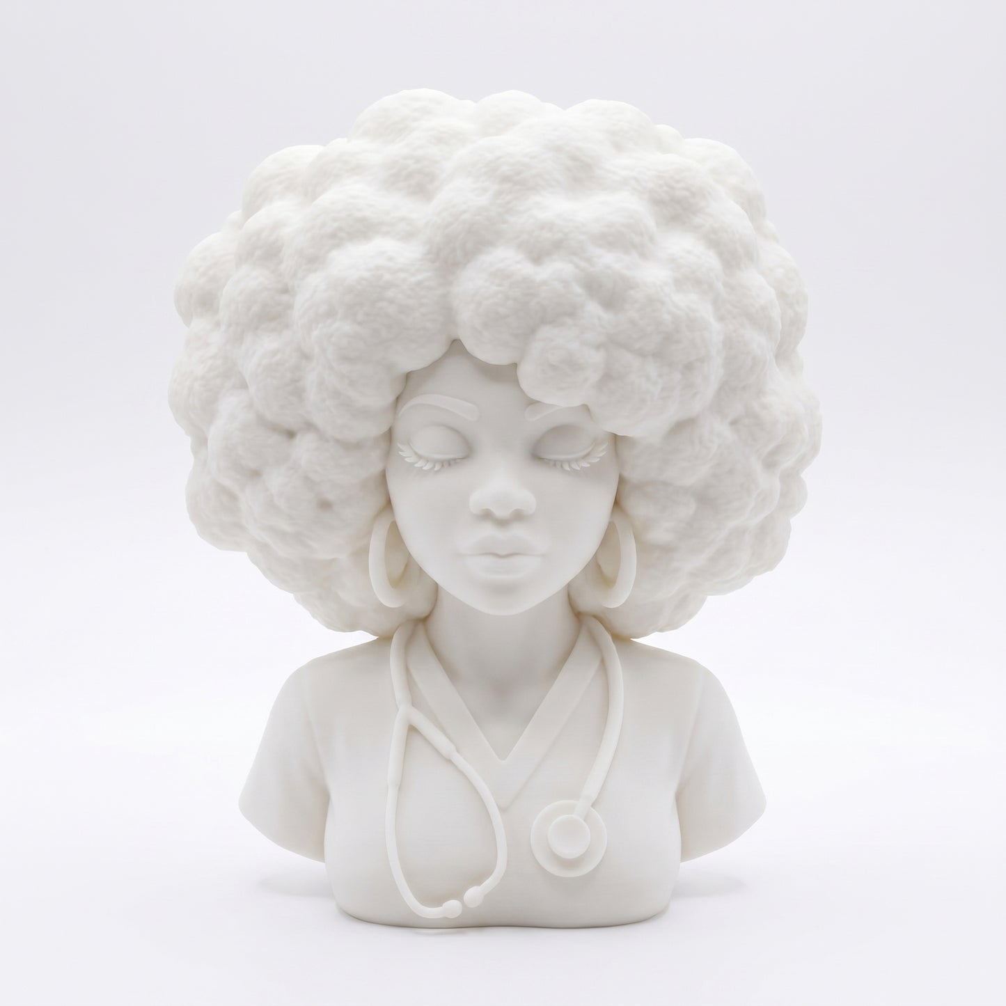 SUPERVALUECHOICE HCSEUA00066  Z-Unpainted Curly Hair Medical Lady With Stethoscope Resin Mold Base for DIY Jewelry Craft Supplies 2" × 2.7" × 0.6"