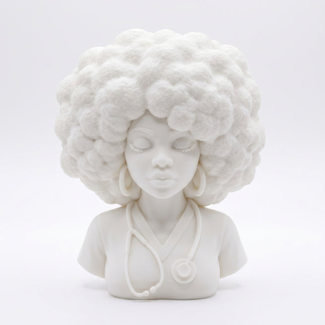 SUPERVALUECHOICE HCSEUA00066  Z-Unpainted Curly Hair Medical Lady With Stethoscope Resin Mold Base for DIY Jewelry Craft Supplies