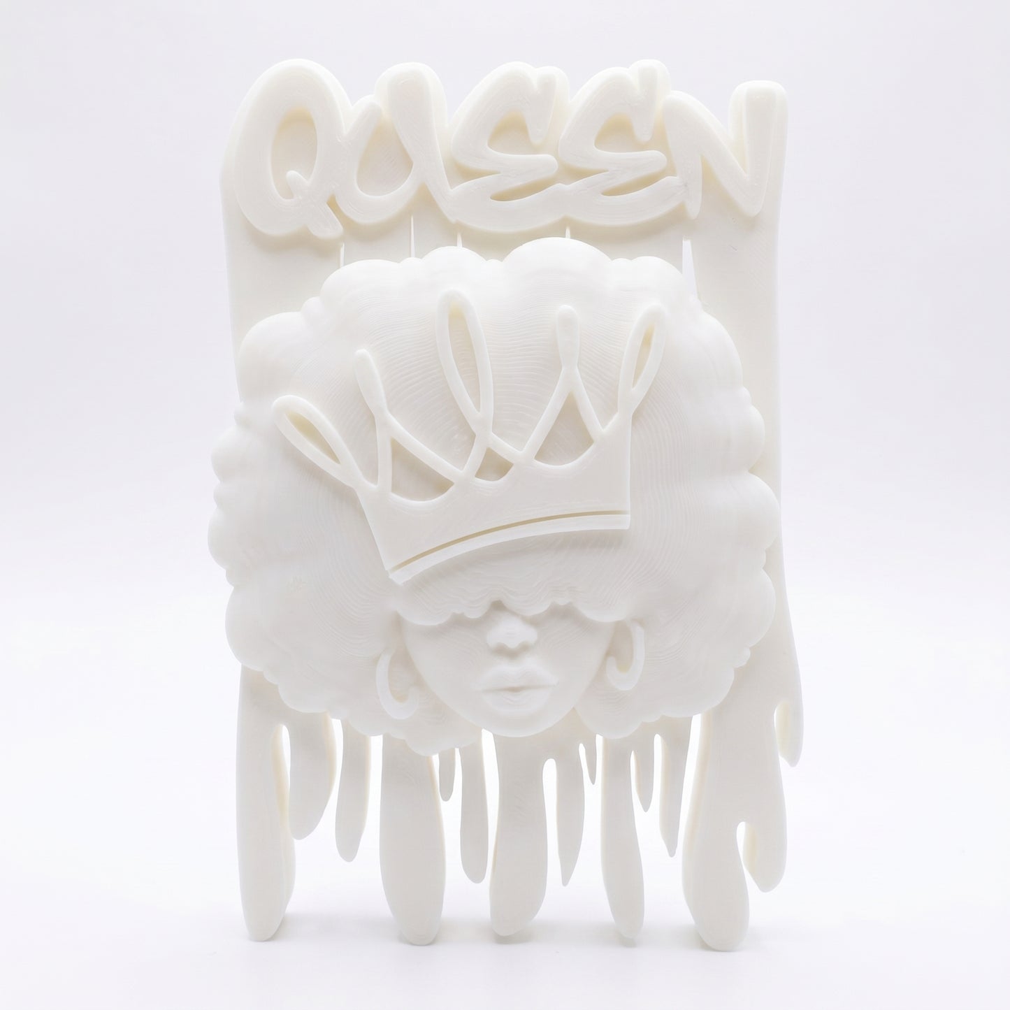 SUPERVALUECHOICE HCSEUA00077  Z-Blank QUEEN&KING Text Afro Crown Black Woman Resin Comb DIY Paintable Blanks for Brooch Keychain Accessories 2" × 2.7" × 0.6"