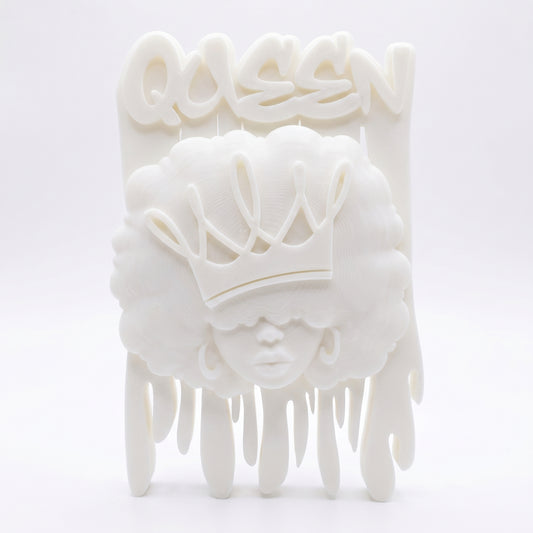 SUPERVALUECHOICE HCSEUA00077  Z-Blank QUEEN&KING Text Afro Crown Black Woman Resin Comb DIY Paintable Blanks for Brooch Keychain Accessories 2" × 2.7" × 0.6"