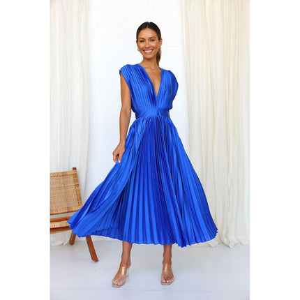 SVCD000029 Sexy pleated dress, Instagram casual loose zipped sleeveless dress