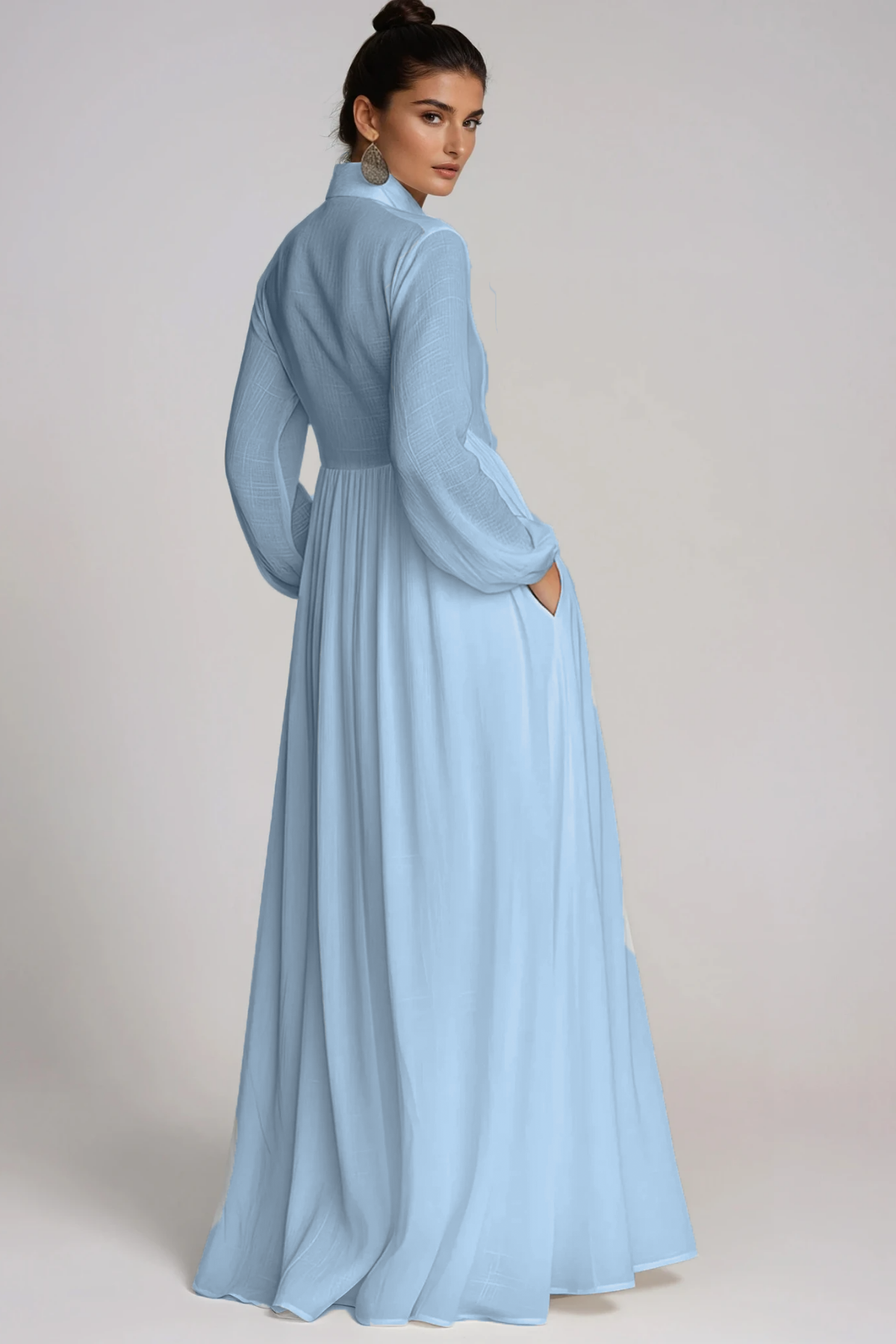 SUPERVALUECHOICE HCSEAA00012 Plunge Ruch Maxi Dress