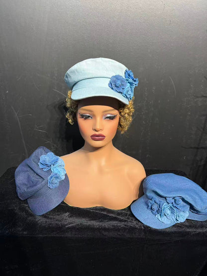 SUPERVALUECHOICE HCSEK00021 Denim Floral Newsboy Cap