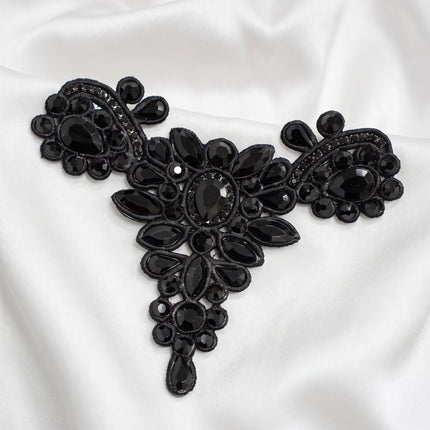 SUPERVALUECHOICE HCSEYD00042 Handmade Rhinestone Applique, Crystal Beaded Patch for Wedding Dress, Evening Gown, Costume DIY Sew On Embellishment