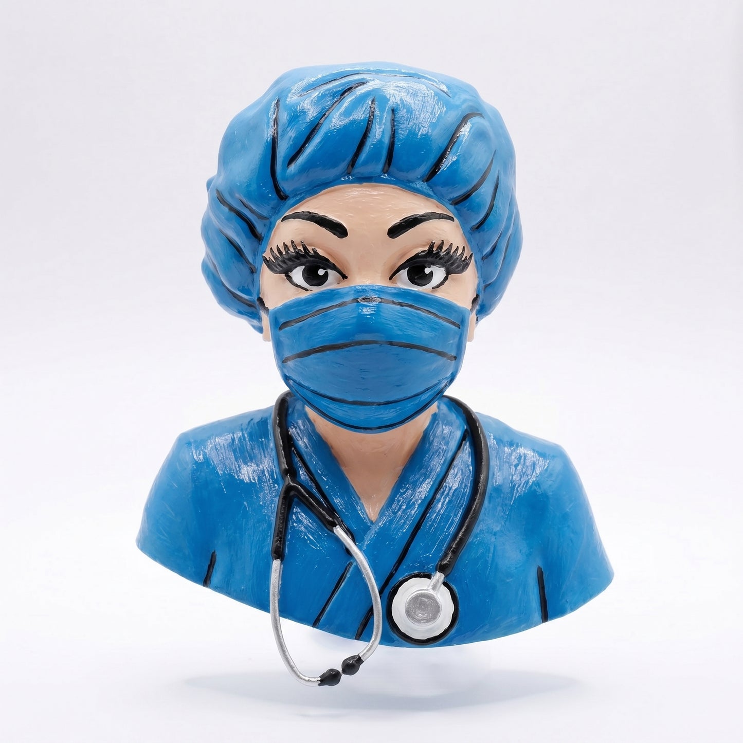 SUPERVALUECHOICE HCSEUA00049  Z-Paint Your Own Scrub Cap Nurse Figure Resin Blank Customizable DIY Accessory Base for Keychains Brooches  2" × 2.7" × 0.5"