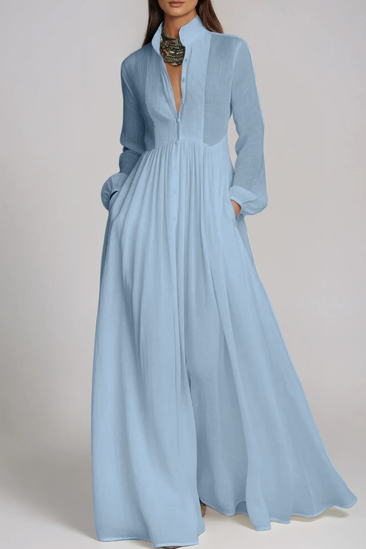 SUPERVALUECHOICE HCSEAA00012 Plunge Ruch Maxi Dress