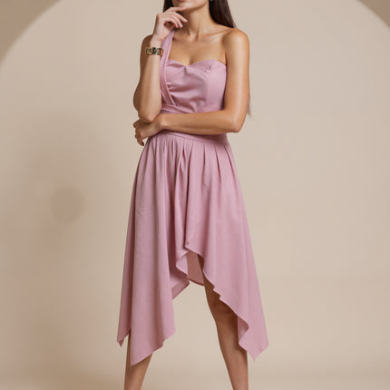 SVCD000129 Summer fashion temperament oblique shoulder high waist sleeveless long loose irregular evening dress