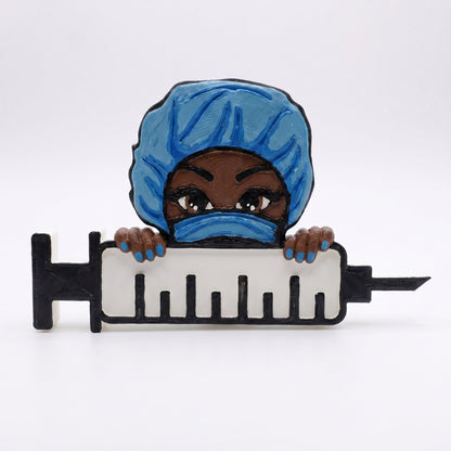 SUPERVALUECHOICE HCSEUA00078  Z-Unpainted Masked Healthcare Worker Holding Injection Resin Mold Base for Handmade DIY Jewelry Craft Supplies 2.2" × 2.7" × 0.5"