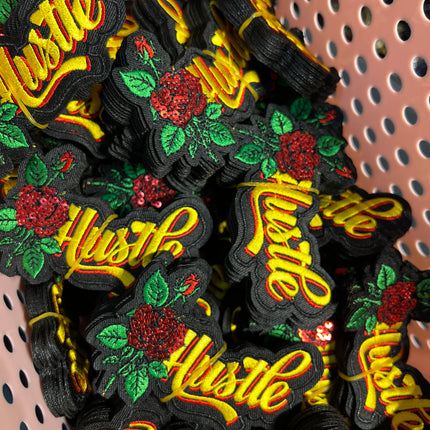 SUPERVALUECHOICE HCSEYC00019 Rose Sequin Embroidered Patch Iron On Floral Word Patch for Denim Jacket Backpack DIY Clothing Decor