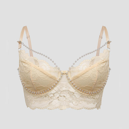 SVCT000087  Pearl chain design style French lace small halter top