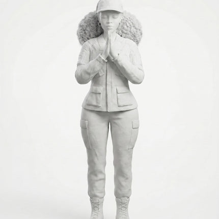 SUPERVALUECHOICE HCSEUA00024 Z-Paintable Camo Uniform Praying Woman Resin Blank, DIY Color Craft Blanks for Brooch & Keychain Making 3" × 1.2" × 0.8"