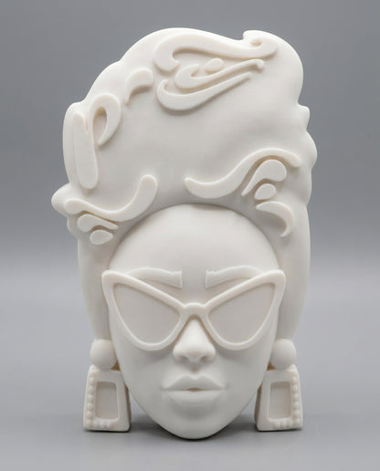 SUPERVALUECHOICE HCSEUA00037  Z-Customizable Unpainted Retro Sunglasses Lady Head Mold Base, DIY Handcraft Supplies for Keychains Brooches 2" × 3.1" × 0.6"