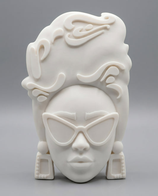 SUPERVALUECHOICE HCSEUA00037  Z-Customizable Unpainted Retro Sunglasses Lady Head Mold Base, DIY Handcraft Supplies for Keychains Brooches 2" × 3.1" × 0.6"