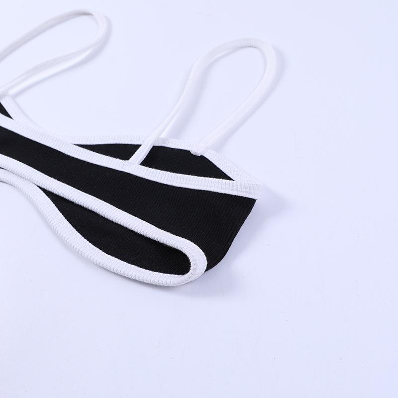 SVCST000050 Sexy color-blocking, ultra-short inner top with a halter top, a stylish and versatile crop top that exposes the navel