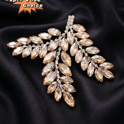 SUPERVALUECHOICE CHRISTMAS HCSEYD00047 Handmade Rhinestone Applique, Hotfix Backed Crystal Beaded Patch for Christmas Holiday Garment, Formal Dress & Costume Embellishment