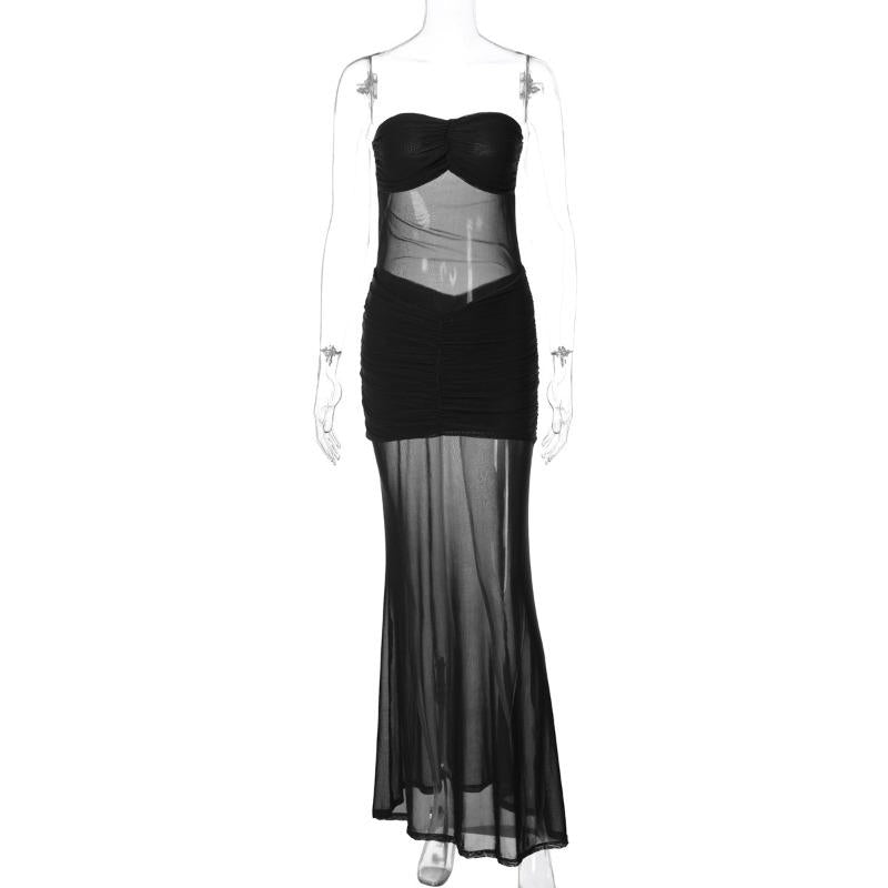 SVCM000097  Sexy one-shoulder strapless dress for women