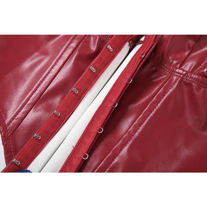 SVCST000044 Hot and sexy PU leather halter top with button fasteners