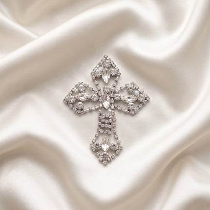 SUPERVALUECHOICE CHRISTMAS HCSEYD00044 Handmade Rhinestone Faith Symbol Applique, Hotfix Backed Crystal Beaded Patch for Christmas Holiday Garment, Formal Dress & Costume Embellishment