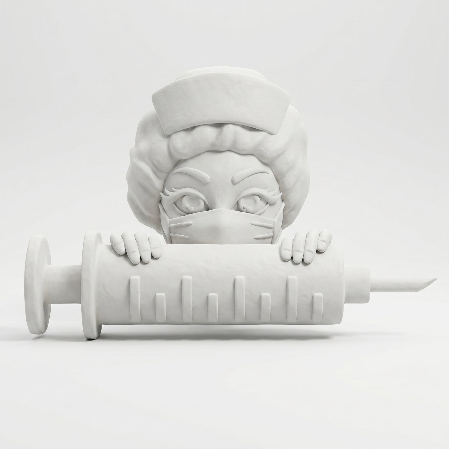 SUPERVALUECHOICE HCSEUA00068  Z-Blank Masked Nurse Syringe Resin Figurine DIY Paintable Blanks for Brooch 2" × 2.7" × 0.6"