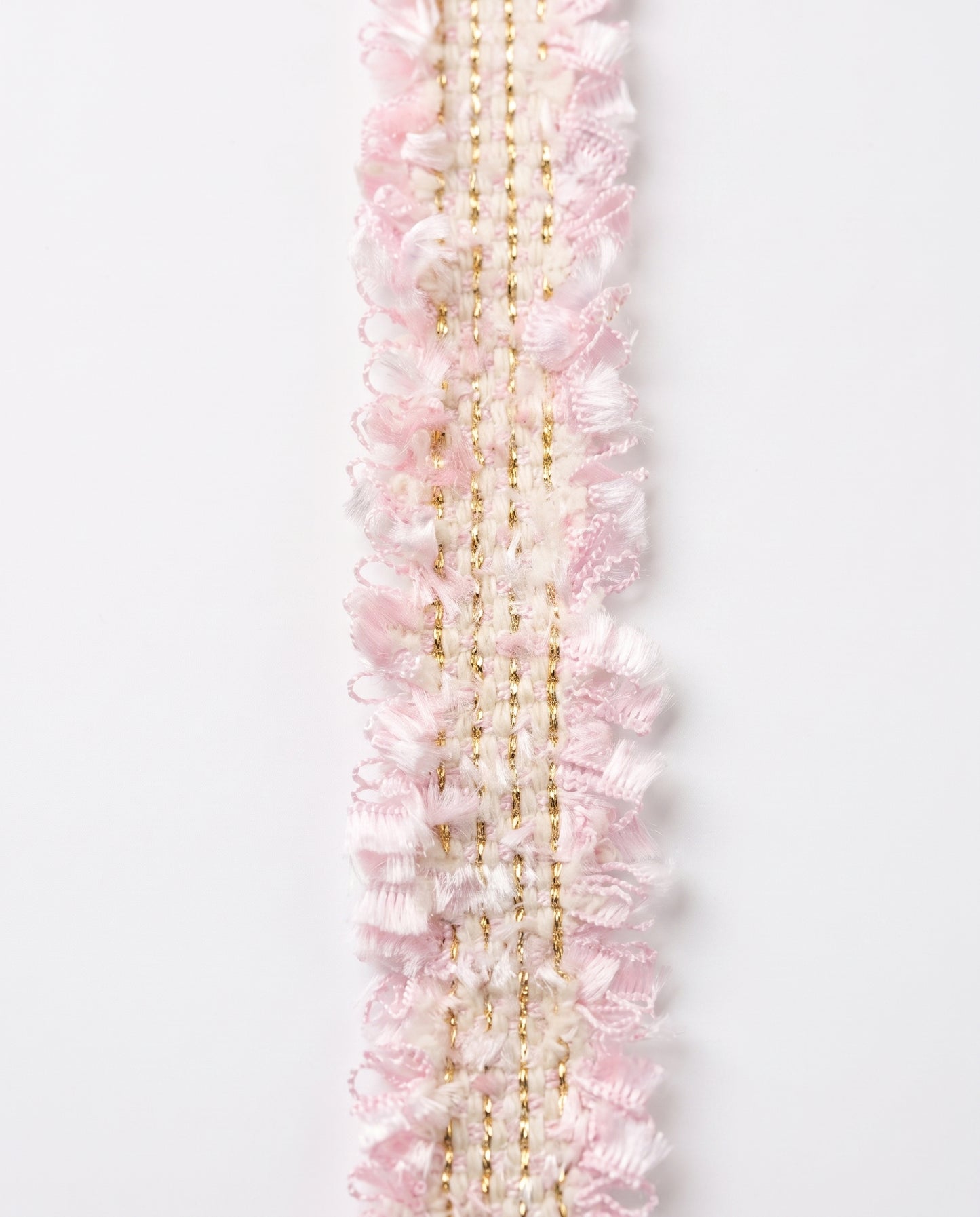 SuperValueChoice HCSEOA00007 Pastel Fringe Tweed Woven Trim Metallic Gold Thread Decorative Ribbon for Dress Hair Accessory DIY Sewing Craft ,0.98in width