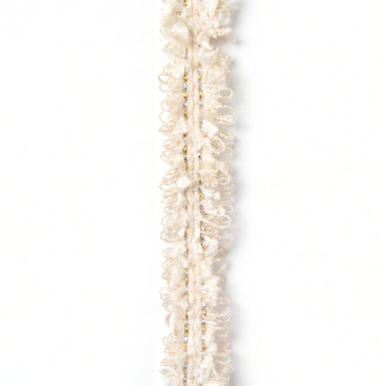 SuperValueChoice HCSEOA00009 Pastel Fringe Tweed Woven Trim Metallic Gold Thread Decorative Ribbon for Dress Hair Accessory DIY Sewing Craft ,0.59in width