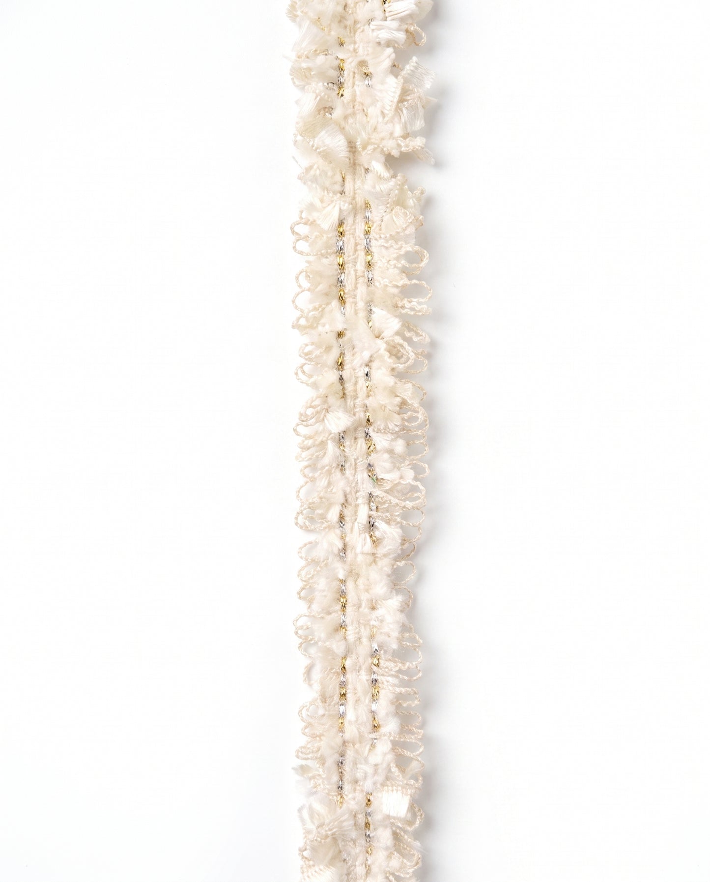 SuperValueChoice HCSEOA00009 Pastel Fringe Tweed Woven Trim Metallic Gold Thread Decorative Ribbon for Dress Hair Accessory DIY Sewing Craft ,0.59in width