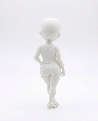 SUPERVALUECHOICE HCSEUA00047  Y - Paint Your Own Unfinished Bald Lady Doll Sculpture Blank Customizable DIY Accessory Base for Keychains Brooches 2.3" × 0.7" × 0.5"