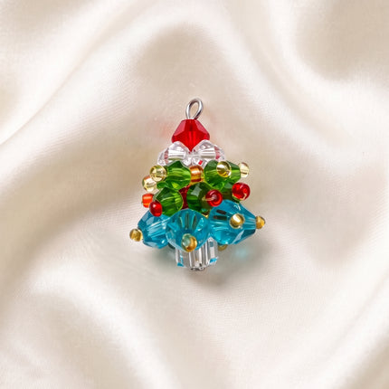 SUPERVALUECHOICE  CHRISTMAS HCSESC00011 Sparkly Crystal Beaded Christmas Tree Pendants For Handmade Jewelry Keyring Bag Charm Xmas Party Diy Craft Decorations