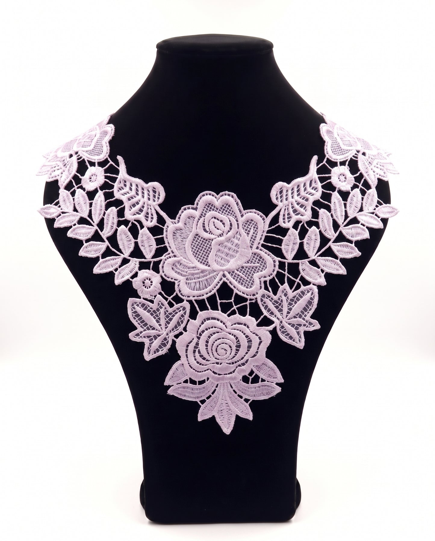 SUPERVALUECHOICE HCSEYB00091 Hollow Floral Guipure Lace Neck Applique Vibrant Color Rose Embroidery Collar Patch for Blouse Formal Wear Sew Decoration 12.59'' X 12.59''