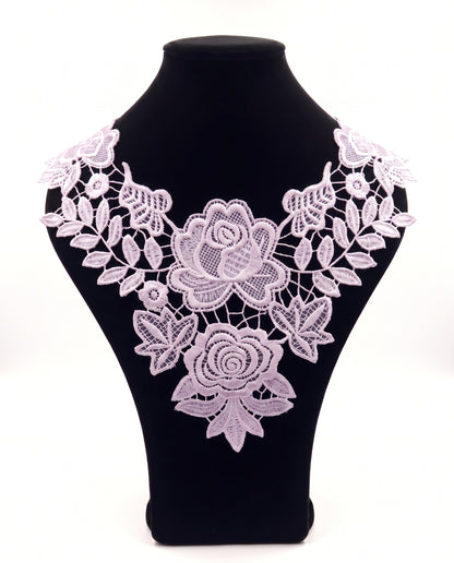 SUPERVALUECHOICE HCSEYB00091 Hollow Floral Guipure Lace Neck Applique Vibrant Color Rose Embroidery Collar Patch for Blouse Formal Wear Sew Decoration 12.59'' X 12.59''