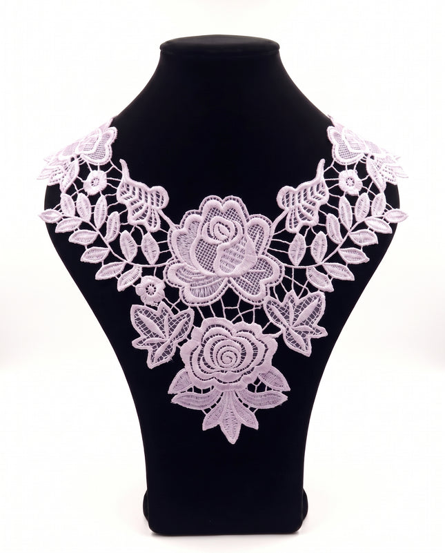 SUPERVALUECHOICE HCSEYB00091 Hollow Floral Guipure Lace Neck Applique Vibrant Color Rose Embroidery Collar Patch for Blouse Formal Wear Sew Decoration 12.59'' X 12.59''