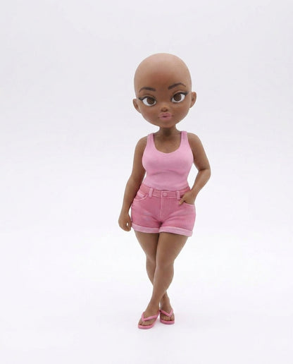 SUPERVALUECHOICE HCSEUA00047  Y - Paint Your Own Unfinished Bald Lady Doll Sculpture Blank Customizable DIY Accessory Base for Keychains Brooches 2.3" × 0.7" × 0.5"