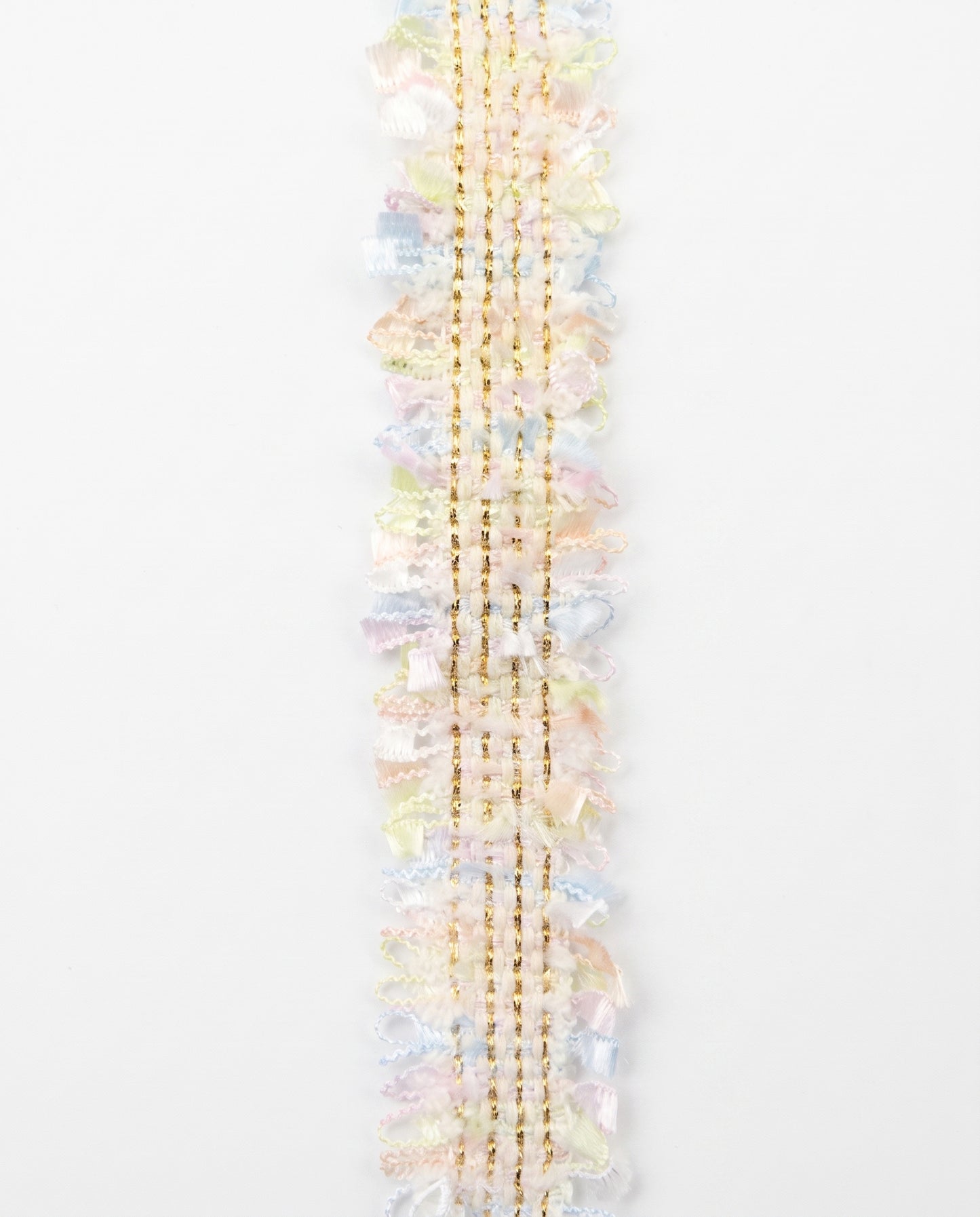 SuperValueChoice HCSEOA00008 Pastel Fringe Tweed Woven Trim Metallic Gold Thread Decorative Ribbon for Dress Hair Accessory DIY Sewing Craft ,0.98in width