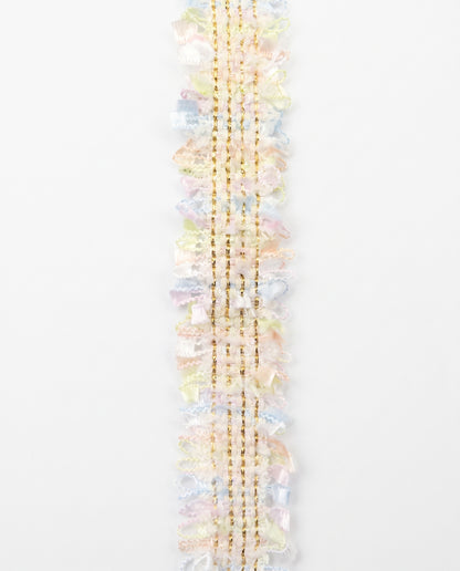 SuperValueChoice HCSEOA00008 Pastel Fringe Tweed Woven Trim Metallic Gold Thread Decorative Ribbon for Dress Hair Accessory DIY Sewing Craft ,0.98in width