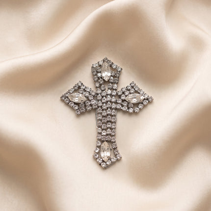 SUPERVALUECHOICE CHRISTMAS HCSEYD00044 Handmade Rhinestone Faith Symbol Applique, Hotfix Backed Crystal Beaded Patch for Christmas Holiday Garment, Formal Dress & Costume Embellishment