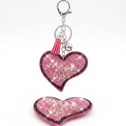 SUPERVALUECHOICE HCSESA00041 Crystal Pink Heart Keychain and Brooch Multifunctional Bag Charm