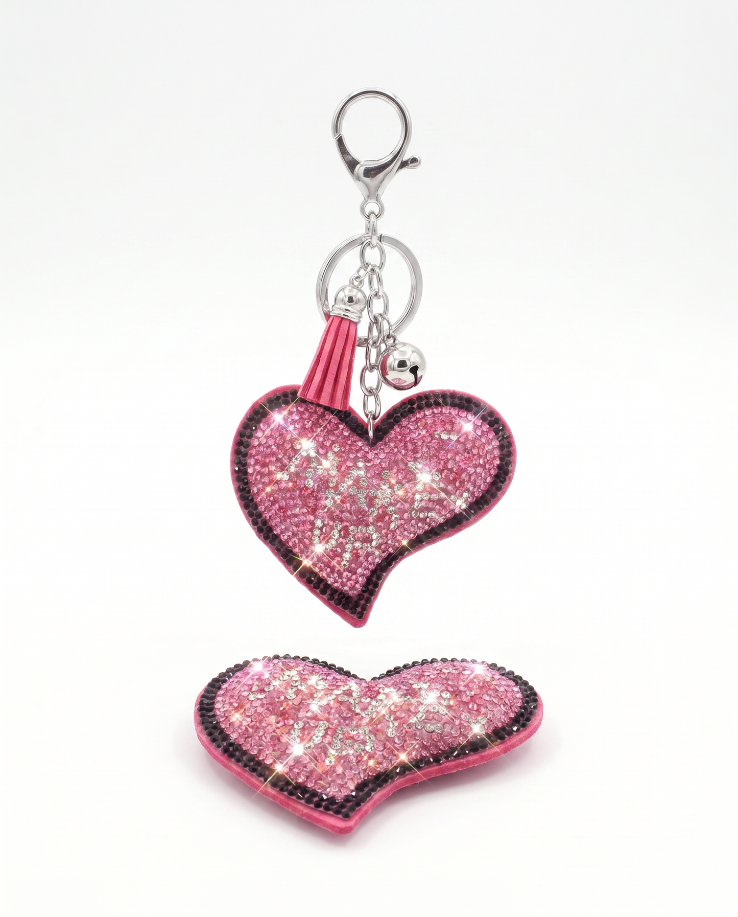 SUPERVALUECHOICE HCSESA00041 Crystal Pink Heart Keychain and Brooch Multifunctional Bag Charm