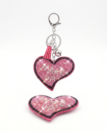 SUPERVALUECHOICE HCSESA00041 Crystal Pink Heart Keychain and Brooch Multifunctional Bag Charm