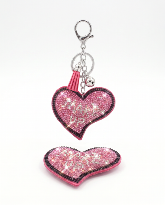 SUPERVALUECHOICE HCSESA00041 Crystal Pink Heart Keychain and Brooch Multifunctional Bag Charm