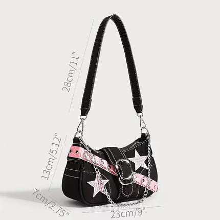 SuperValueChoice HCSEFA00064 Y2K Bag, Y2K Handbag, 12 Year Old Girl Handbag, Women's Handbags, Canvas Shoulder Bag, Y2K Trendy Forearm Bag with Zipper, Mini Denim Bags for Girls
